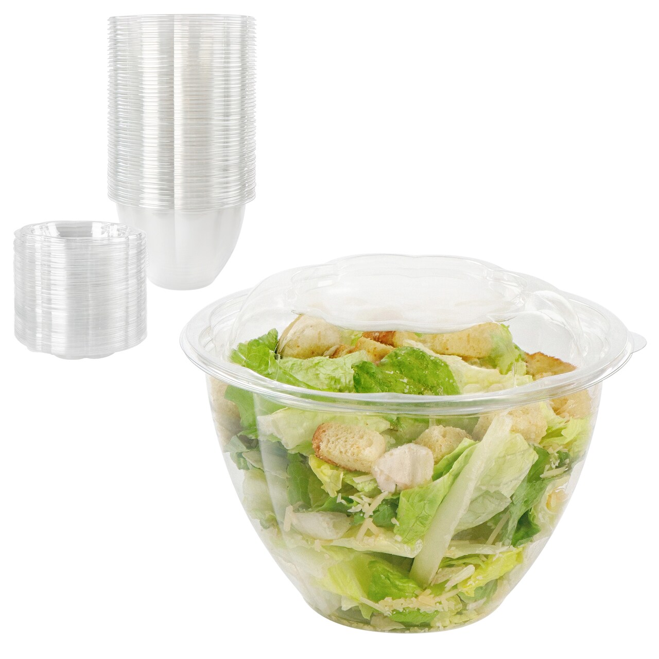 Spec101 Disposable Salad Bowls with Lids - 48oz Prep Containers for Lunch 50pk